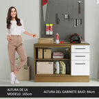 Gabinete Bajo Multiuso 120 cm 2 Puertas 3 Cajones Marrón/Blanco Madesa