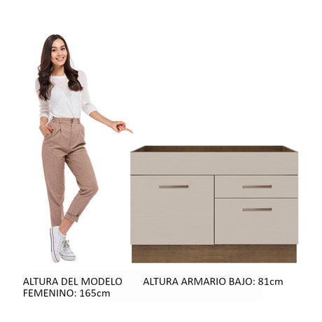 Mueble de Cocina para Fregadero 1 Puerta y 2 Cajones Marrón/Crema Agata Madesa