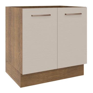 Gabinete Bajo 80 cm 2 Puertas Sin Encimera Marrón/Crema Agata Madesa