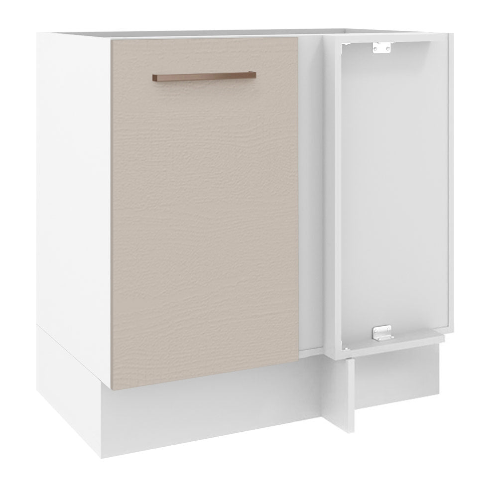 Mueble de Esquina 1 Puerta 60 cm Profundidad (Sin Encimera) Blanco/Crema Agata