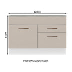 Gabinete Bajo 120 cm 1 Puerta 2 Cajones Blanco/Crema Agata Madesa