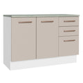 Gabinete Bajo 120 cm 2 Puertas 3 Cajones Blanco/Crema Agata Madesa