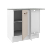 Mueble de Esquina 1 Puerta 60 cm Profundidad (Con Encimera) Blanco/Crema Agata