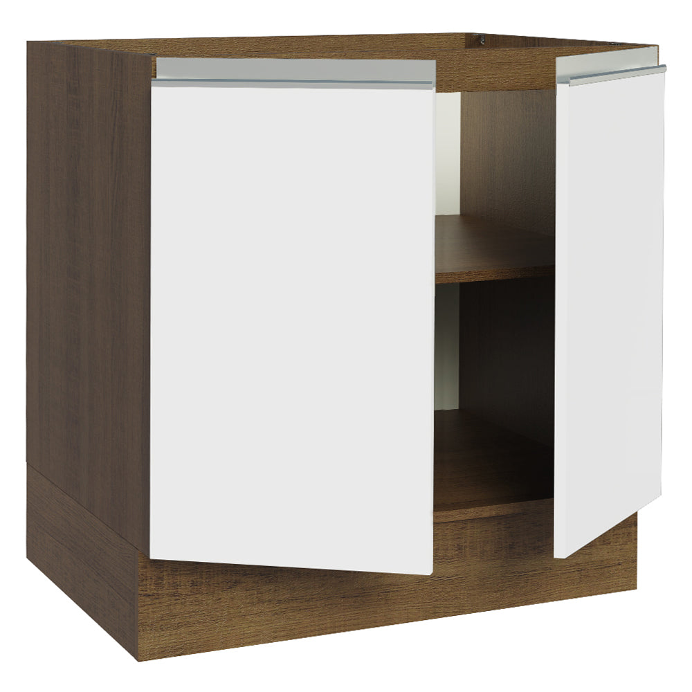 Gabinete de Cocina 80 x 60 cm 2 Puertas (Sin Encimera) Marrón/Blanco Glamy