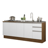 Mueble de Cocina 200cm Con Tarja Glamy Marrón/Blanco