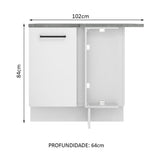 Mueble de Esquina Agata 1 Puerta 60 cm Profundidad (Con Encimera) Blanco