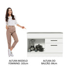 Gabinete Bajo 120 cm 1 Puerta 2 Cajones Blanco Agata Madesa