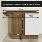 Gabinete Bajo Esquinero 102 cm 1 Puerta Marrón/Blanco Glamy Madesa