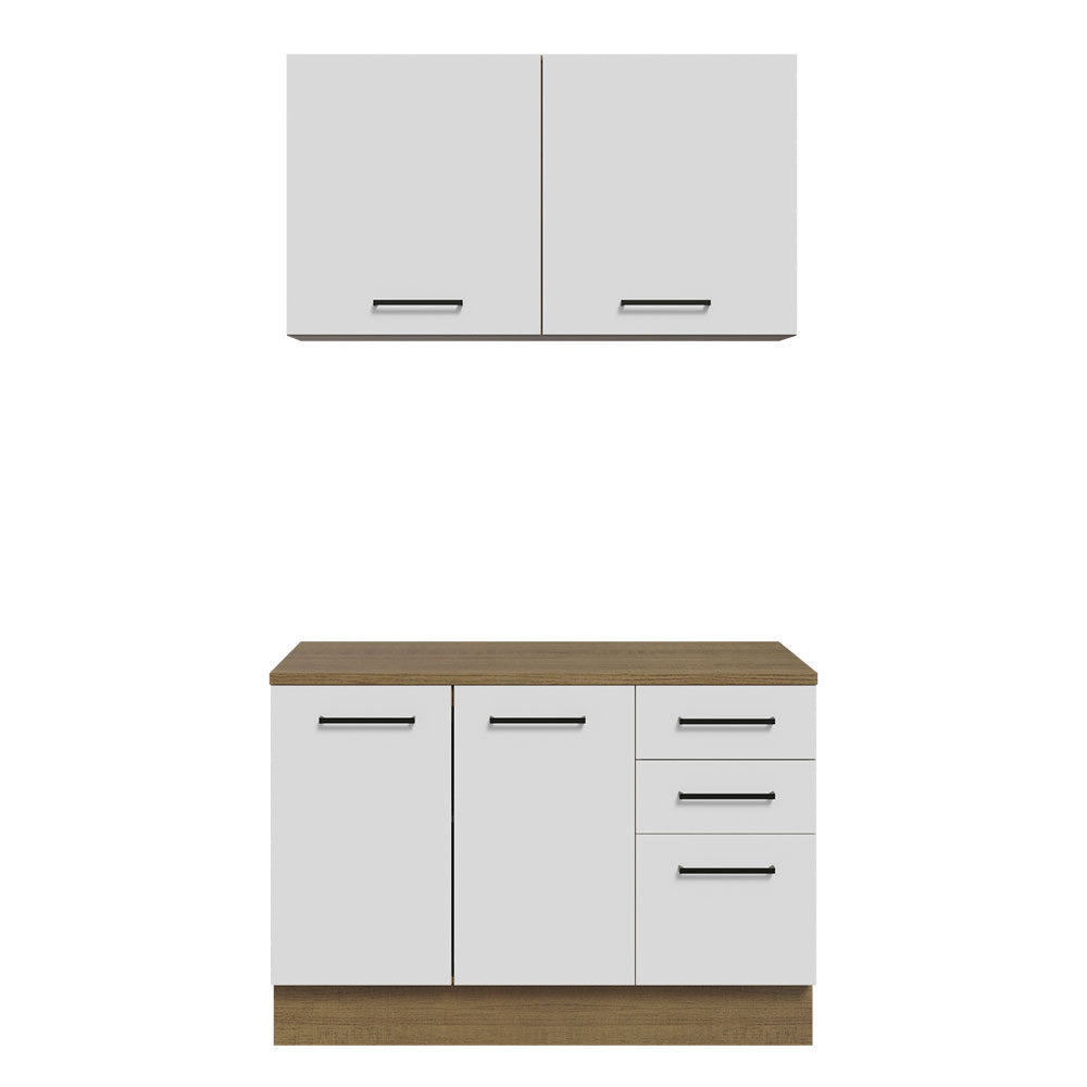 Kit Gabinete Bajo y Gabinete Superior Multiuso 120 x 60 cm Marrón/Blanco Agata Madesa