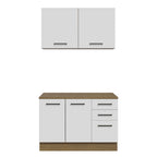 Kit Gabinete Bajo y Gabinete Superior Multiuso 120 x 60 cm Marrón/Blanco Agata Madesa