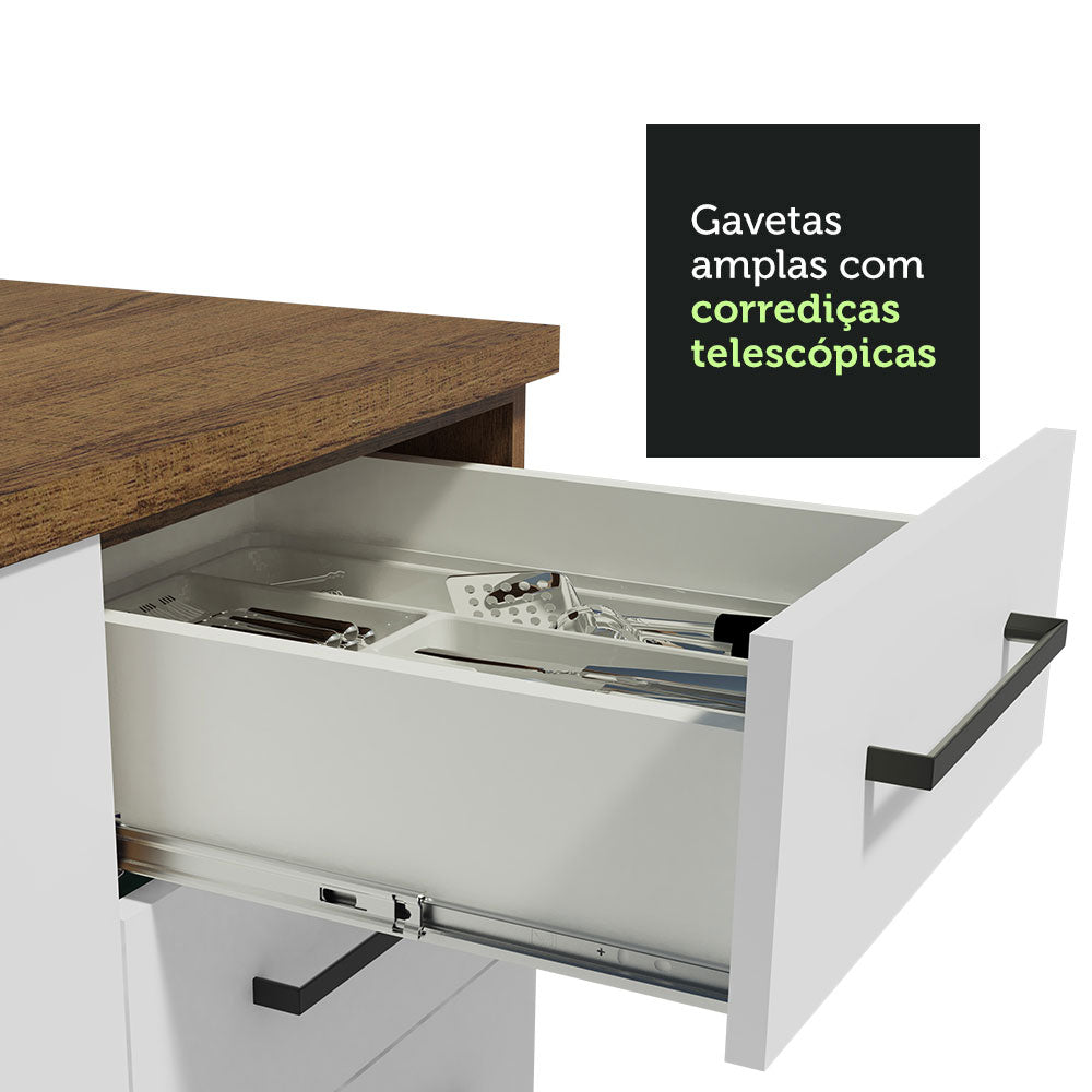 Gabinete de Cocina 120 x 60 cm 2 Puertas y 3 Cajones (Con Encimera) Marrón/Blanco Agata