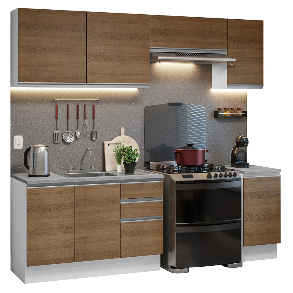 Cocina Integral con Accesorios 240cm Glamy Blanco/Marrón