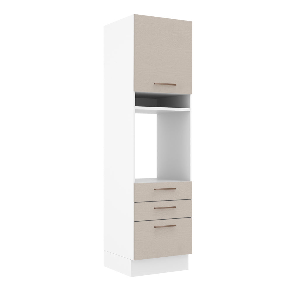 Mueble de cocina para horno 60 x 60 cm 1 Puerta 3 Cajones Blanco/Crema Agata