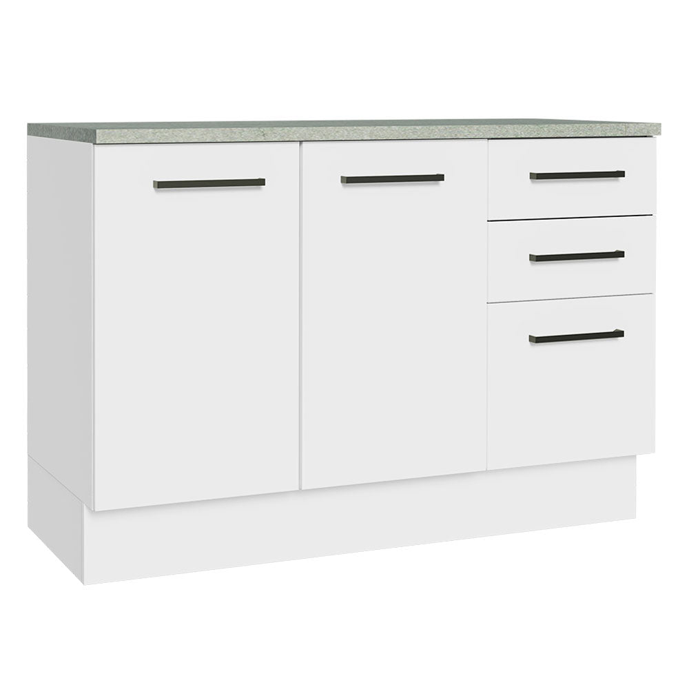 Gabinete Bajo Multiuso 120 cm 2 Puertas 3 Cajones Blanco Madesa