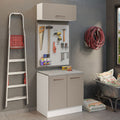 Kit Gabinete Bajo y Gabinete Superior Multiuso 80 cm Blanco/Crema Agata Madesa