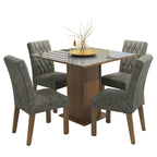 Conjunto de Comedor con Encimera Vidrio 4 Sillas Marrón/Gris/Silver Anaju Madesa