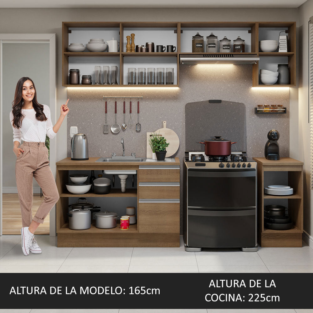 Cocina Integral con Accesorios 240cm Glamy Marrón