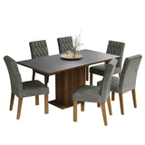 Juego de Comedor Mesa con Encimera de Madera 6 Sillas Marrón/Gris/Silver Hanna