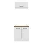 Kit Gabinete Bajo y Gabinete Superior Multiuso 80 cm Blanco/Marrón Agata Madesa