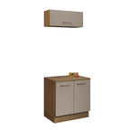 Kit Gabinete Bajo y Gabinete Superior Multiuso 80 cm Marrón/Crema Madesa