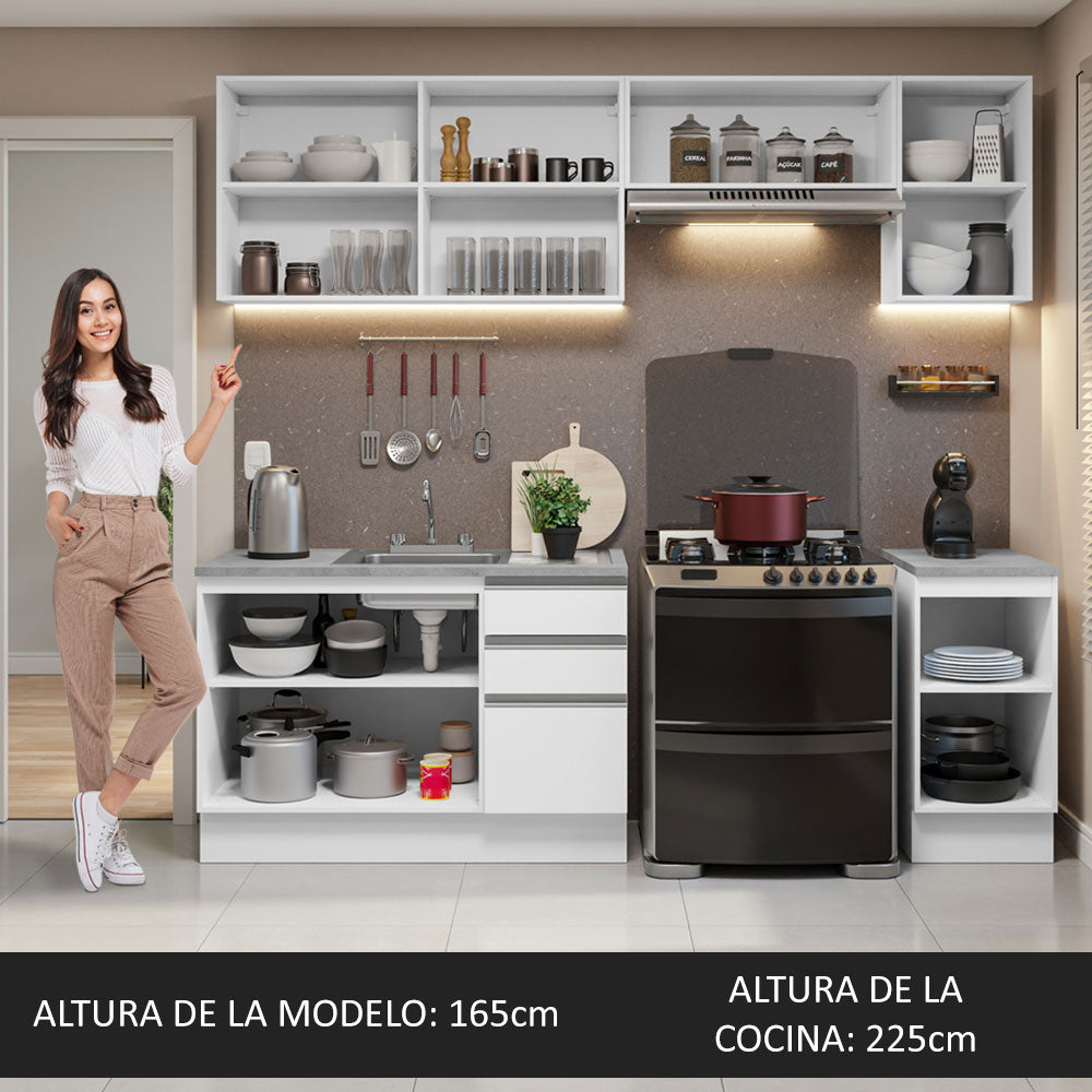 Cocina Integral con Accesorios 240cm Glamy Blanco