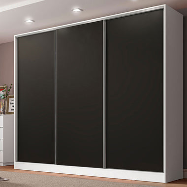Clóset Matrimonial 231 cm 3 Puertas Corredizas 100% MDF Blanco/Negro Royale Madesa