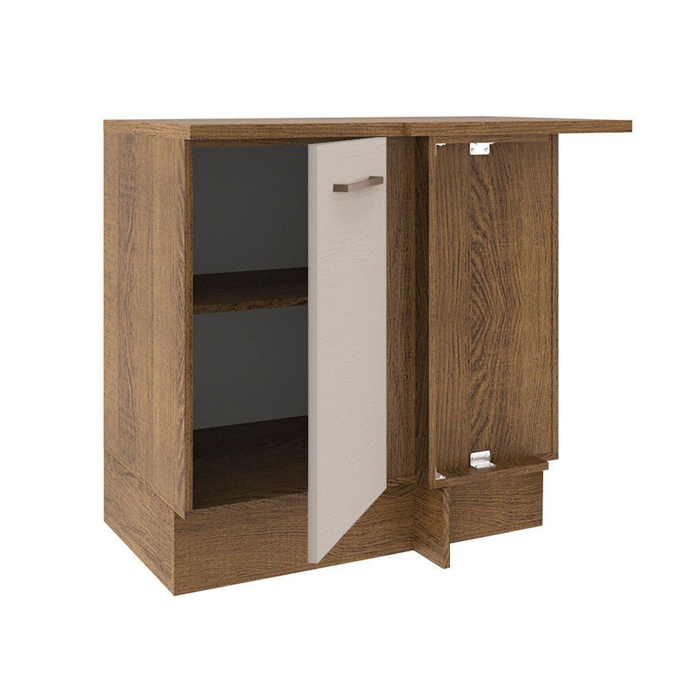 Mueble de Esquina 1 Puerta 60 cm Profundidad (Con Encimera) Marrón/Crema Agata