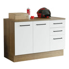 Gabinete Bajo Multiuso 120 cm 2 Puertas 3 Cajones Marrón/Blanco Madesa