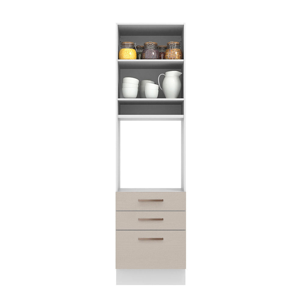 Mueble de cocina para horno 60 x 60 cm 1 Puerta 3 Cajones Blanco/Crema Agata