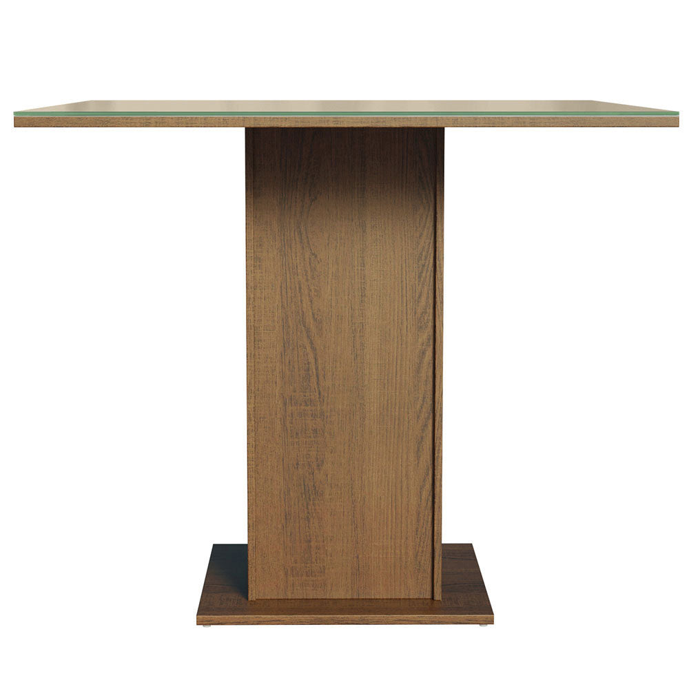 Mesa de Comedor 90 cm con Encimera Vidrio Marrón Madesa