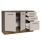 Gabinete Bajo 120 cm 2 Puertas 3 Cajones Marrón/Crema Agata Madesa