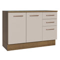 Gabinete Bajo 120 cm 2 Puertas 3 Cajones Marrón/Crema Agata Madesa