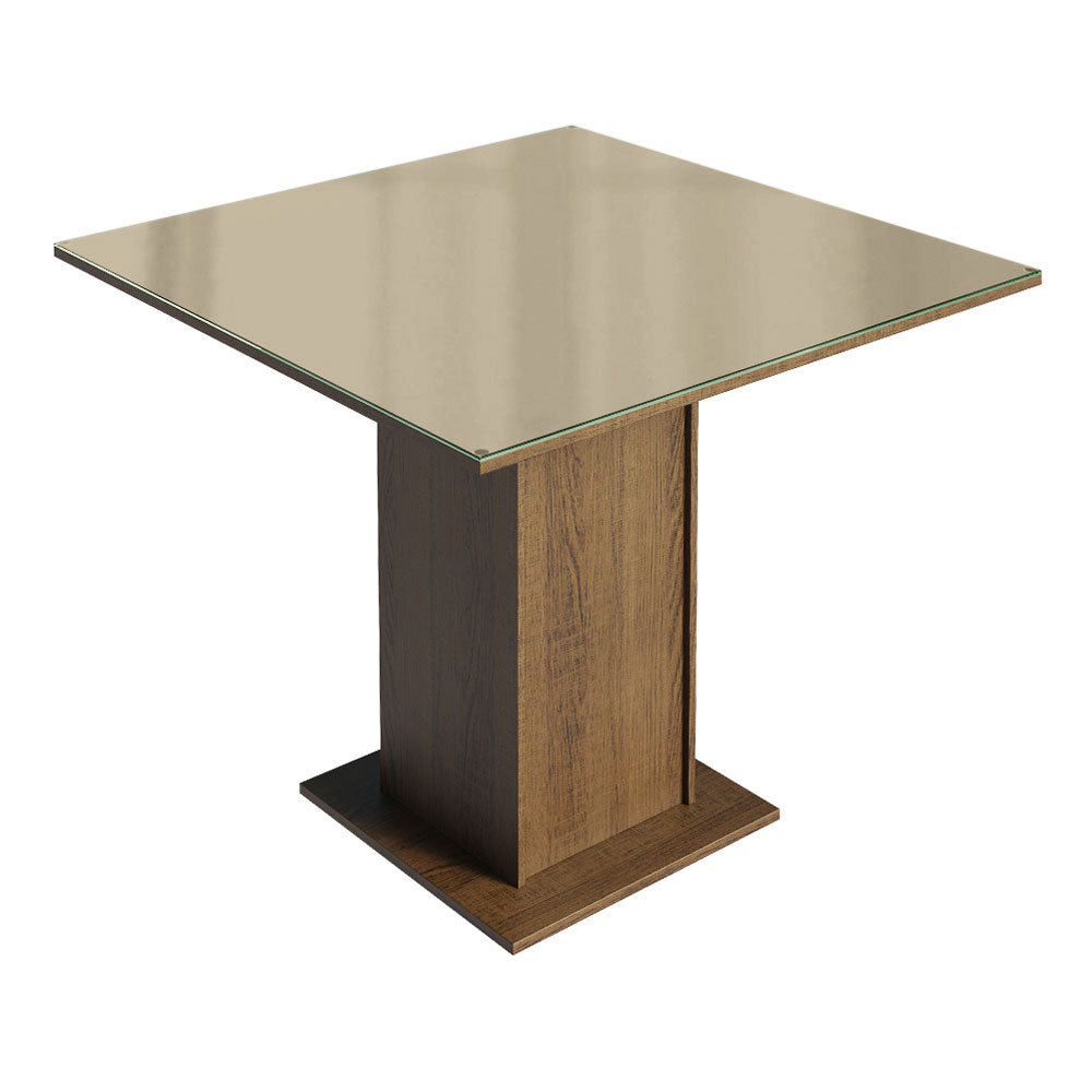 Mesa de Comedor 90 cm con Encimera Vidrio Marrón Madesa