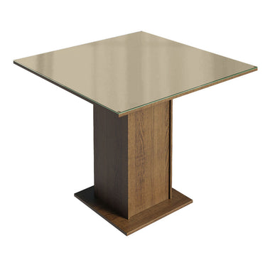 Mesa de Comedor 90 cm con Encimera Vidrio Marrón Madesa