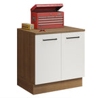 Gabinete Bajo Multiuso 80 cm 2 Puertas Marrón/Blanco Madesa