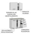 Kit Gabinete Bajo y Gabinete Superior Multiuso 120 x 60 cm Blanco Agata Madesa