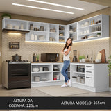 Cocina Integral de Esquina 486cm Blanco Encimera Marrón 60cm de Profundidad Agata 01