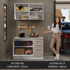 Kit Gabinete Bajo y Gabinete Superior Multiuso 120 x 60 cm Blanco/Crema Agata Madesa