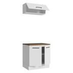 Kit Gabinete Bajo y Gabinete Superior Multiuso 80 cm Blanco/Marrón Agata Madesa