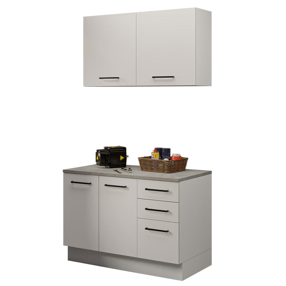 Kit Gabinete Bajo y Gabinete Superior Multiuso 120 x 60 cm Blanco Agata Madesa