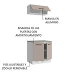 Kit Gabinete Bajo y Gabinete Superior Multiuso 80 cm Blanco/Crema Agata Madesa