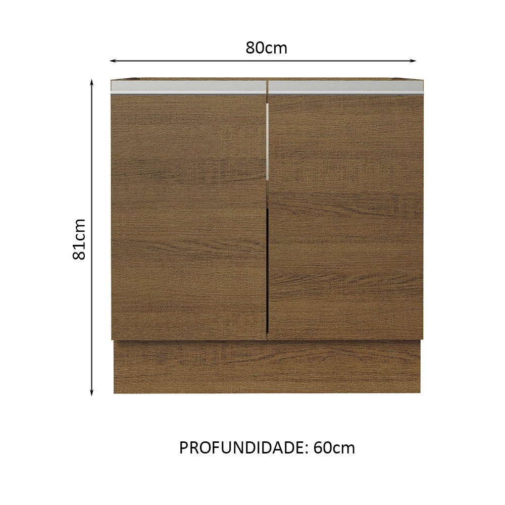 Gabinete Bajo 80 x 60 cm 2 Puertas (Sin Encimera) Marrón Glamy