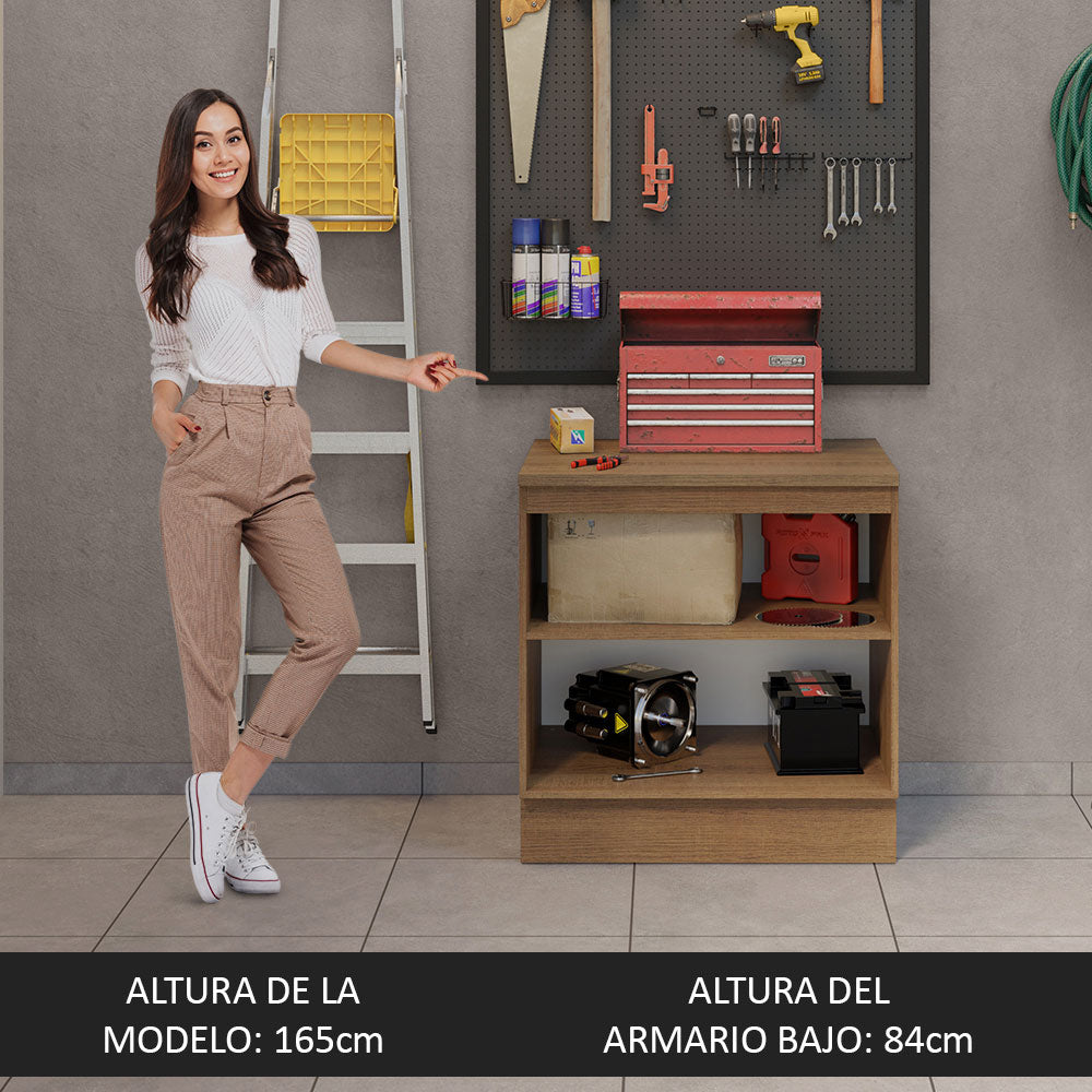 Gabinete Bajo Multiuso 80 cm 2 Puertas Marrón/Blanco Madesa