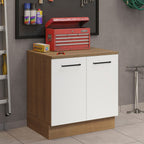 Gabinete Bajo Multiuso 80 cm 2 Puertas Marrón/Blanco Madesa