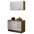 Kit Gabinete Bajo y Gabinete Superior Multiuso 120 x 60 cm Marrón/Blanco Agata Madesa