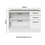 Gabinete Bajo Multiuso 120 cm 2 Puertas 3 Cajones Blanco Madesa