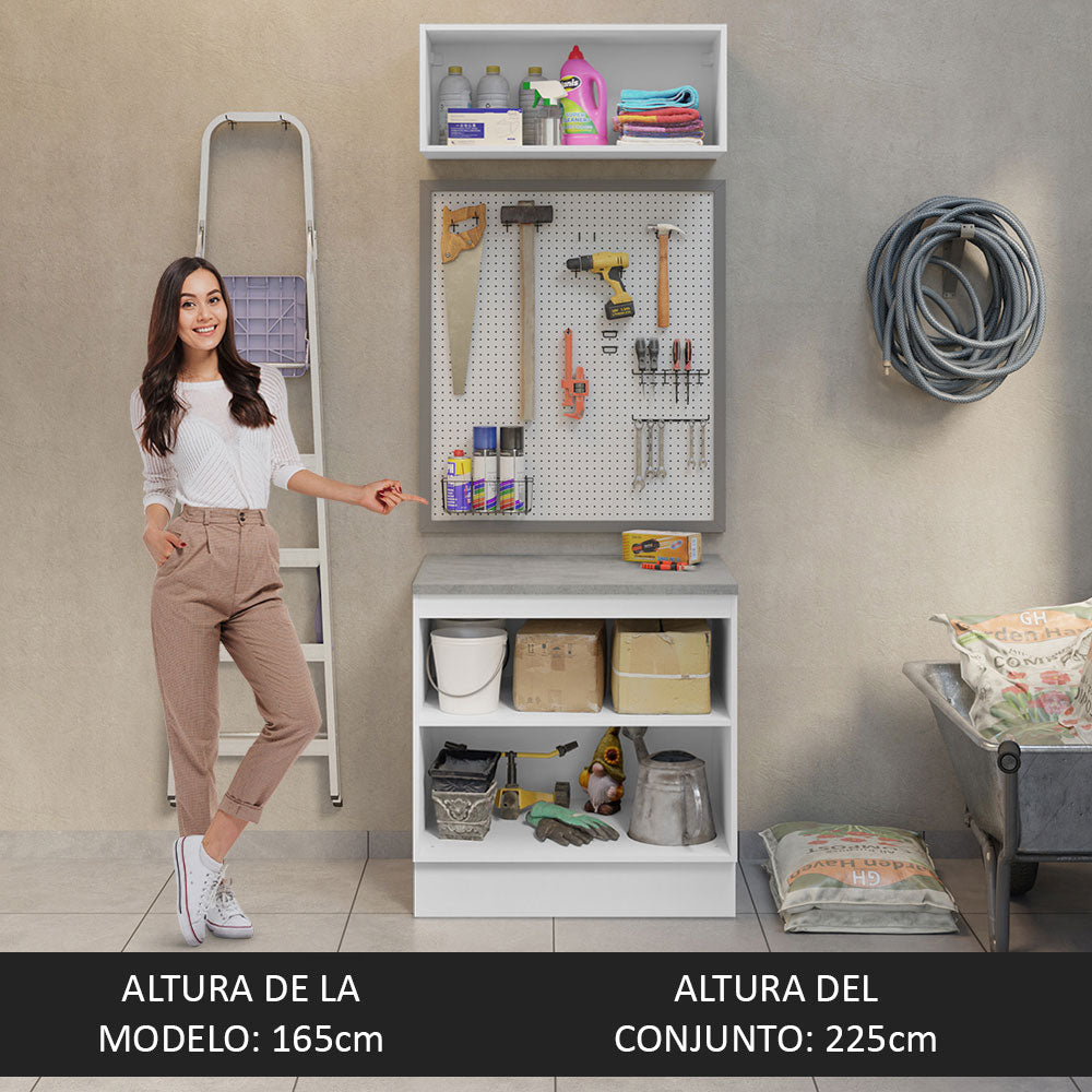 Kit Gabinete Bajo y Gabinete Superior Multiuso 80 cm Blanco Agata Madesa