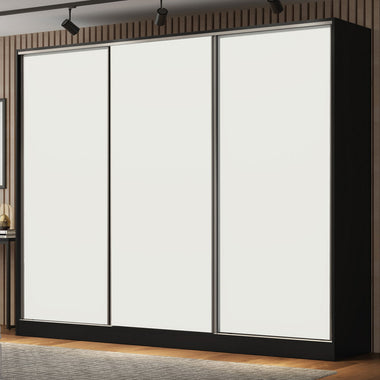 Clóset Matrimonial 231 cm 3 Puertas Corredizas 100% MDF Negro/Blanco Royale Madesa