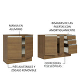 Mueble de Cocina 200cm Con Tarja Glamy Marrón