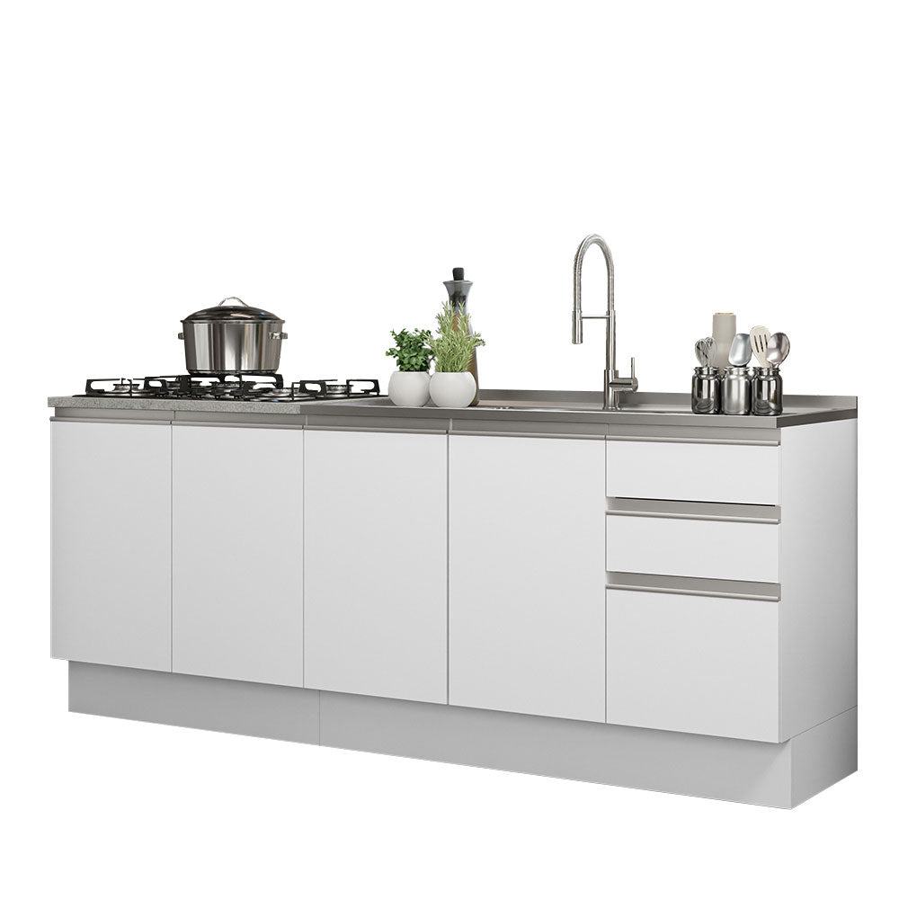 Mueble de Cocina 200cm Con Tarja Glamy Blanco